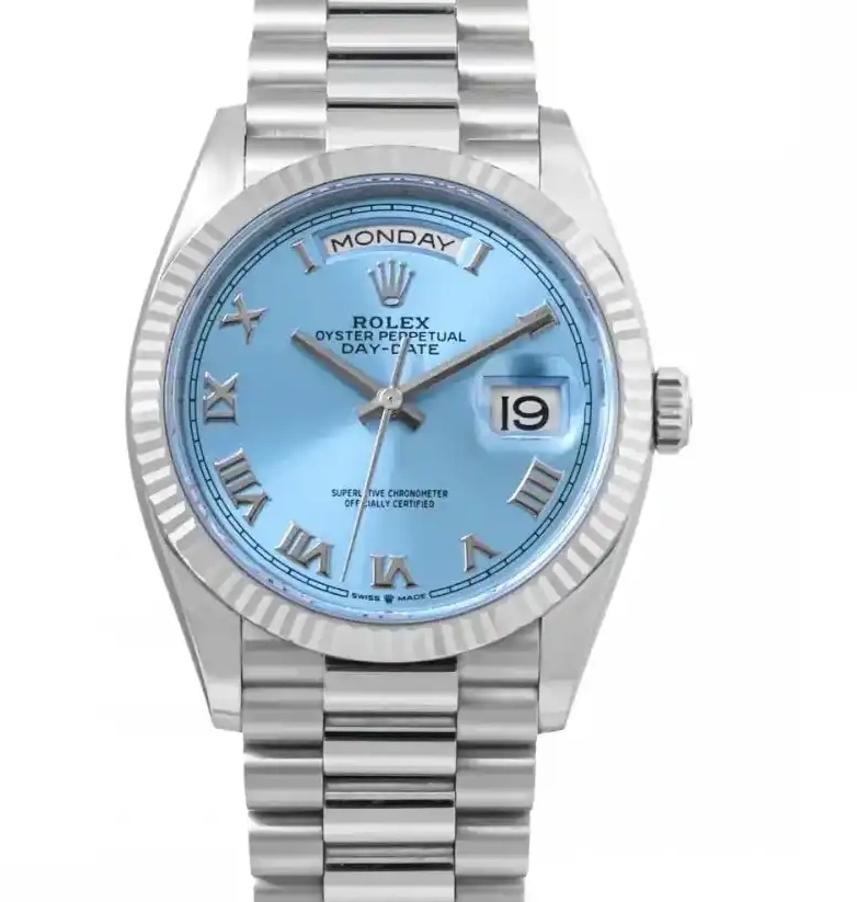 Prestigious JewelLers Blue 128236 Day-Date Rolex 0311