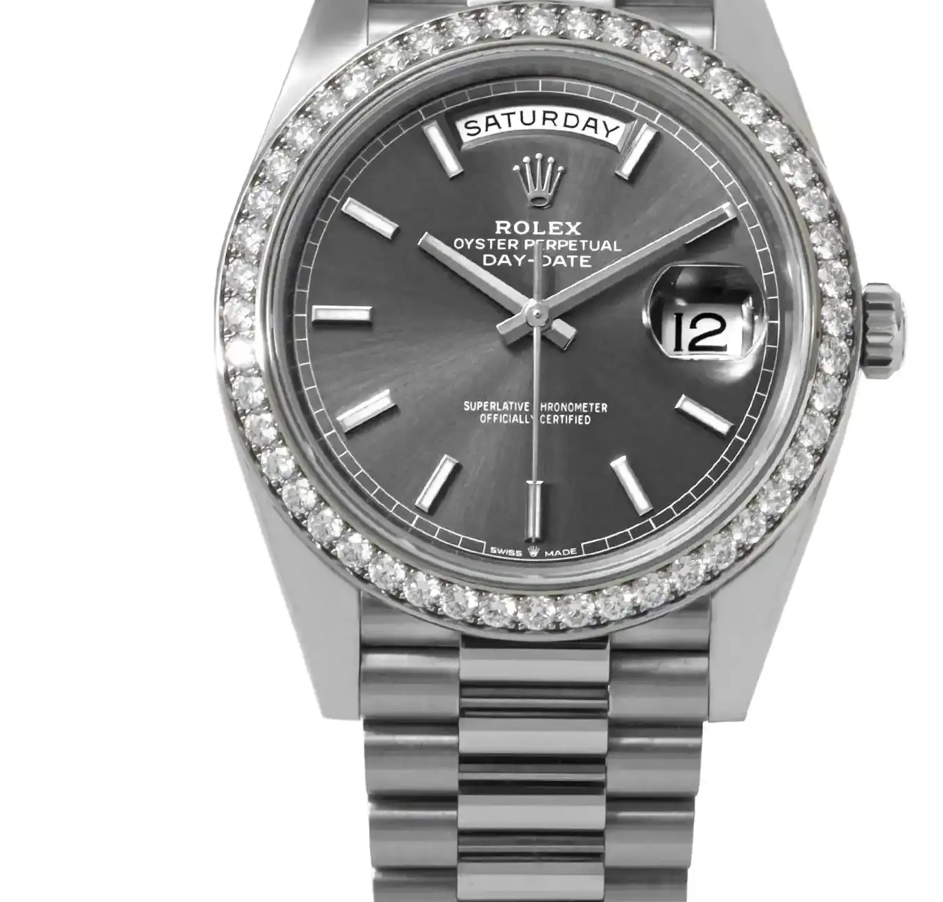 PrestigiousJewelLers Rolex Day-Date 228349RBR White Gold 0308